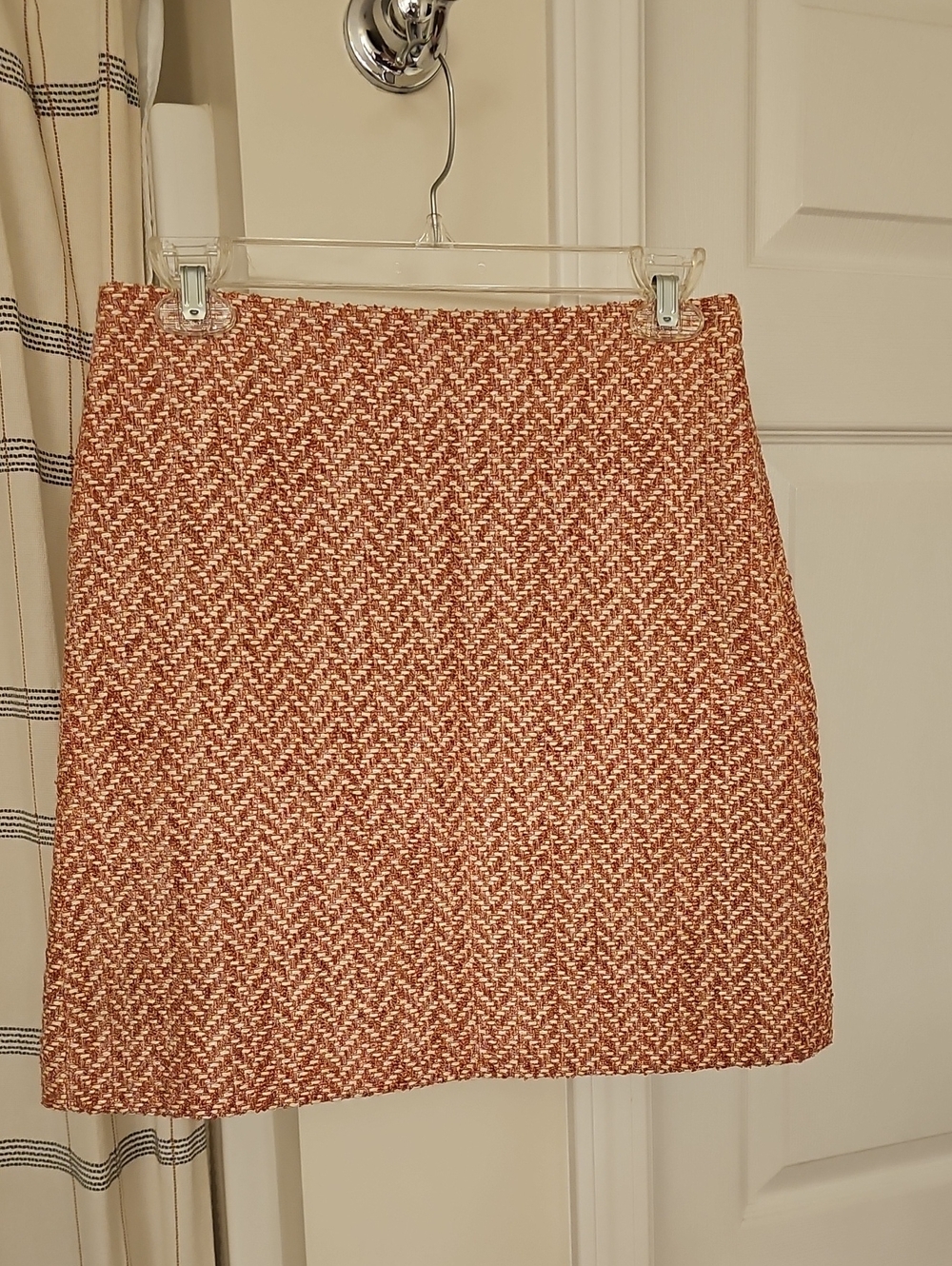 LOFT Rust Orange & Cream Textured  Skirt